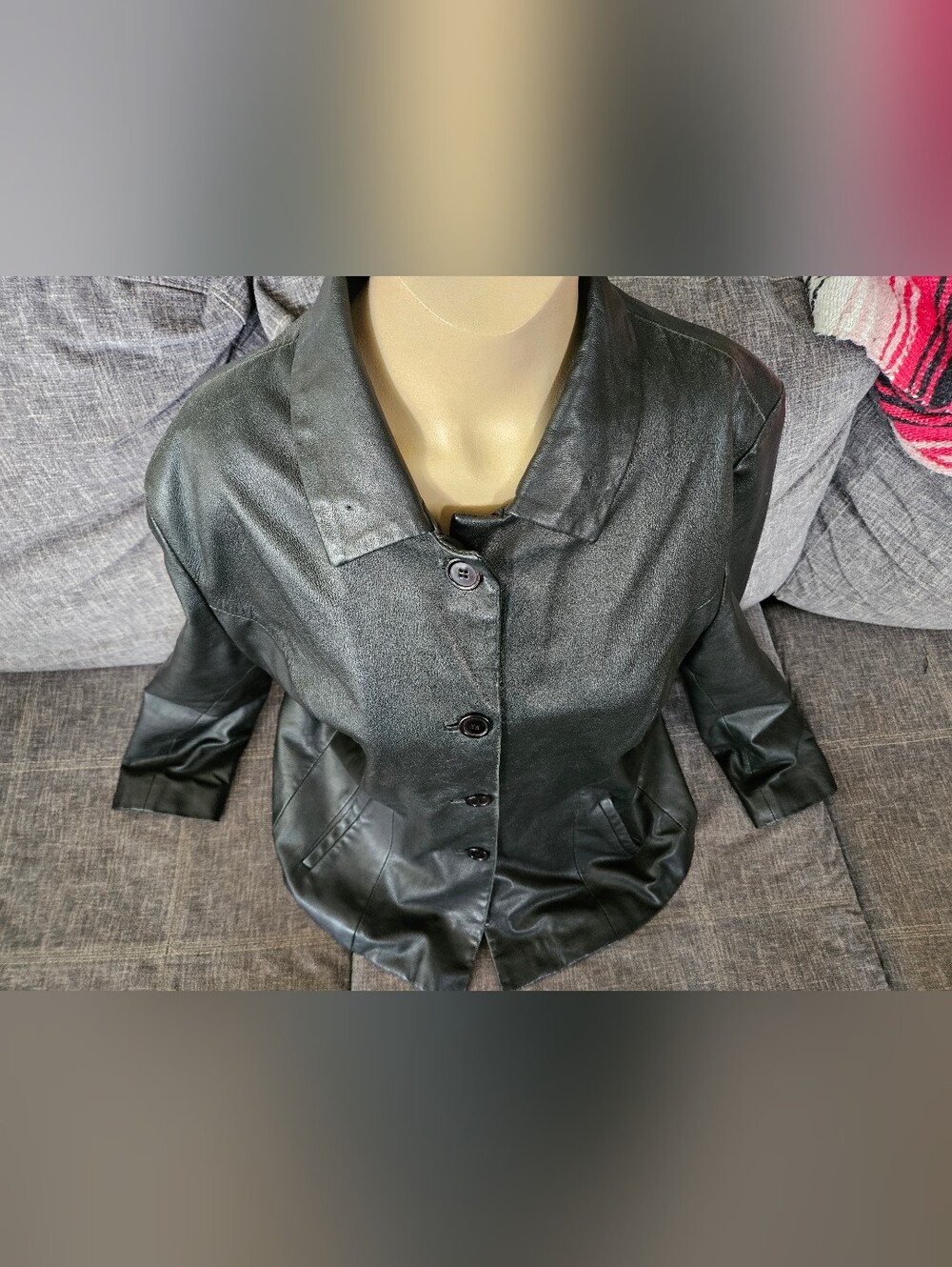Vintage Beardmore Black Leather button-up Jacket. 21ptp